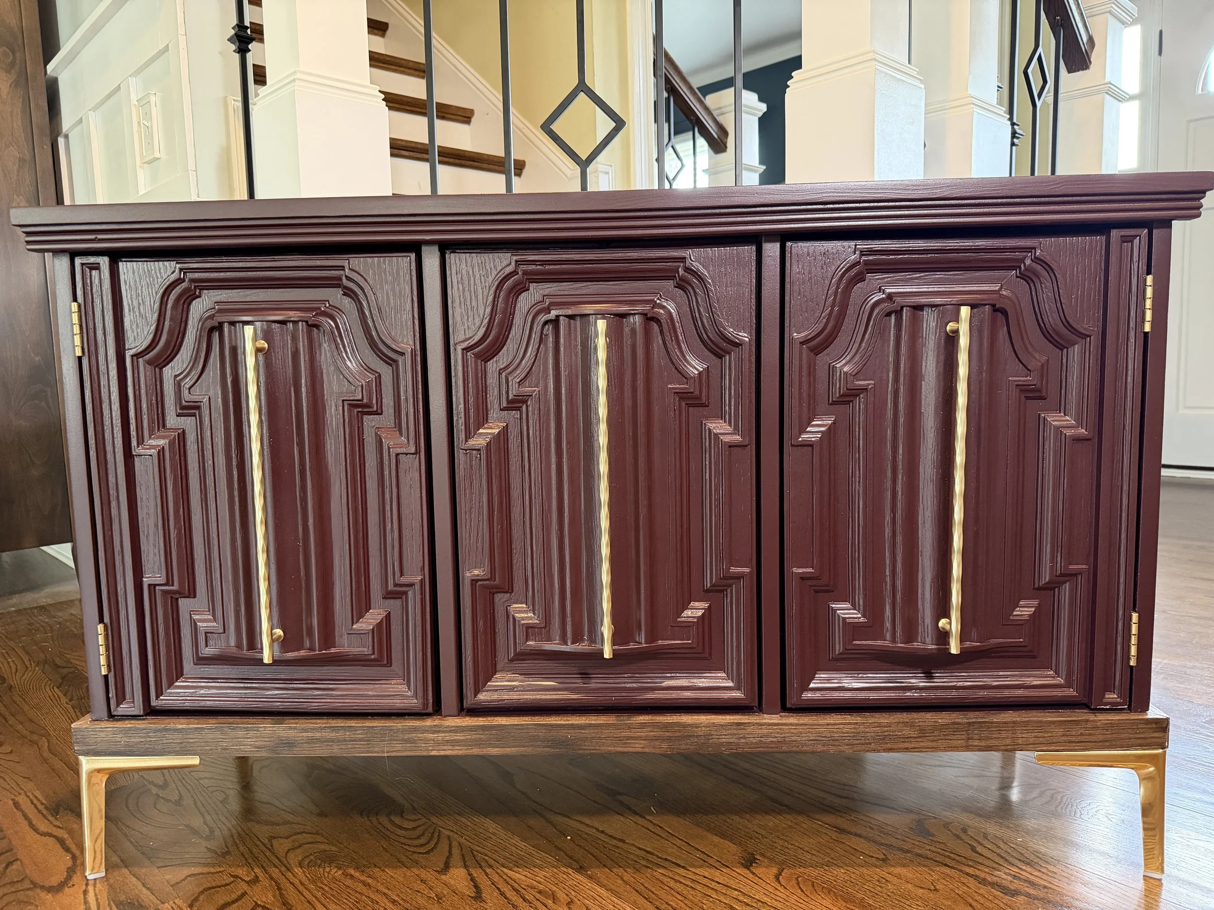 refinished buffet gold hardware and September paint 