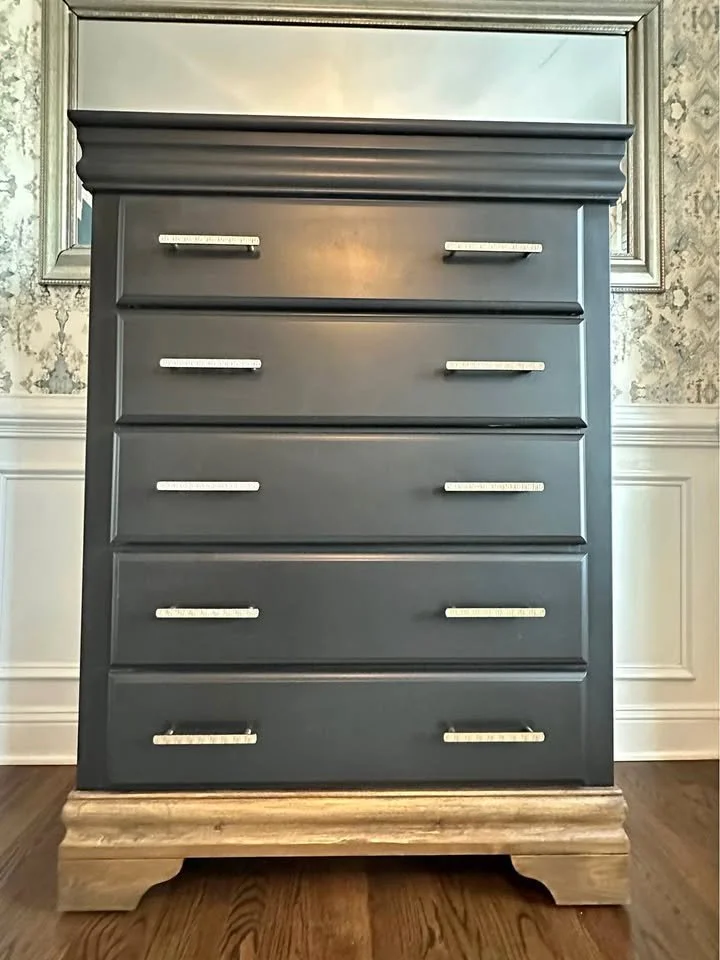 
Modern 5-Drawer Dresser - Bassett | Freshly Painted in SW Caviar Black | NEW Hardware & Slides