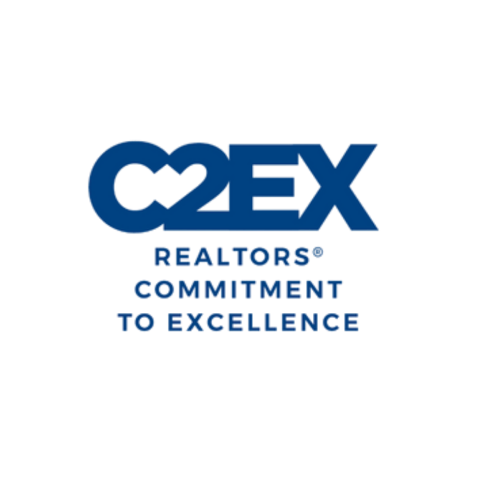 The image features a logo with the word 'C2EX' and the tagline 'Realtors' Commitment to Excellence' below it, rendered in blue text.