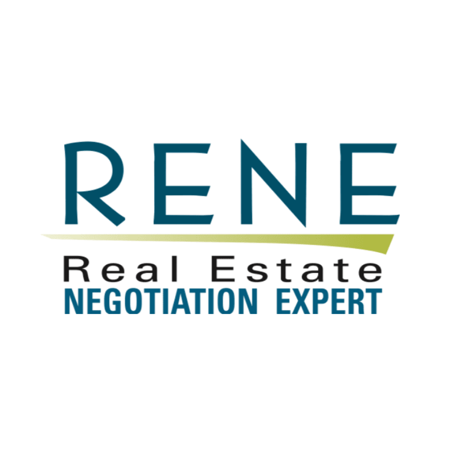 Logo for Rene Real Estate Negotiation Expert, featuring stylized text and a horizontal line.