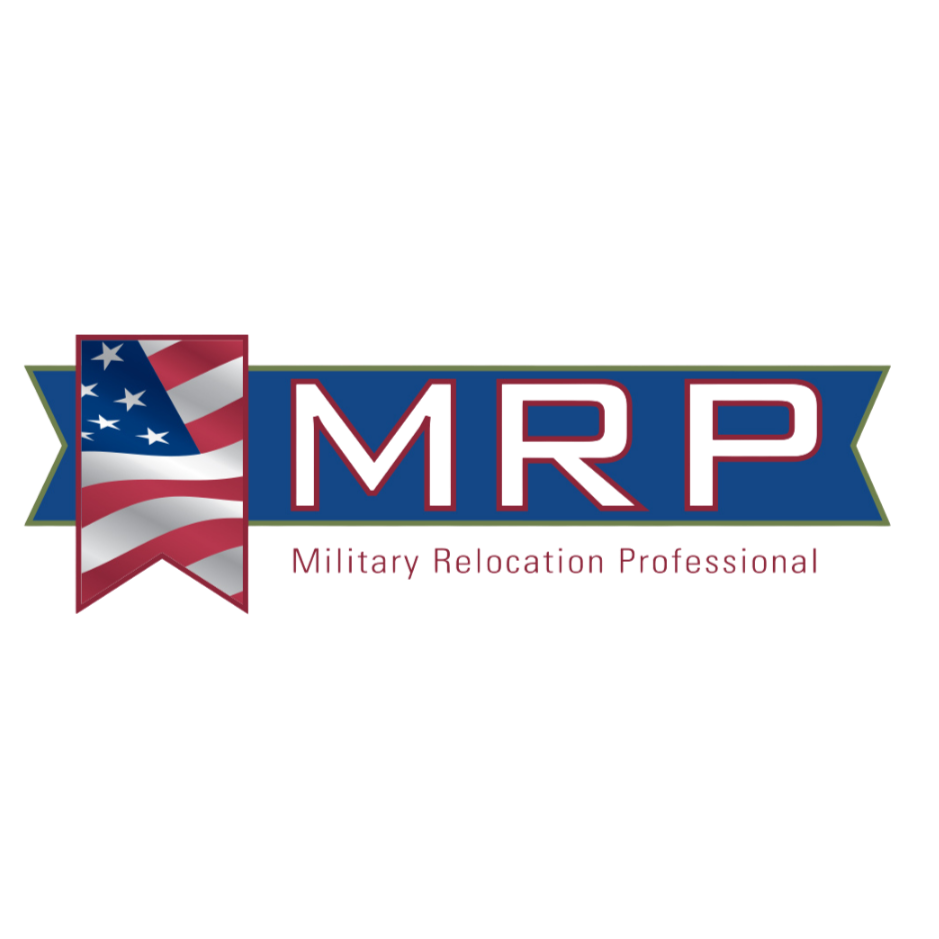 Logo with an American flag on the left, 