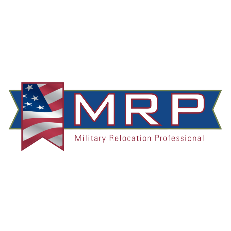 Logo with red, white, and blue colors featuring a ribbon with an American flag on the left and the letters 'MRP' in large red font in the middle, with smaller text underneath.