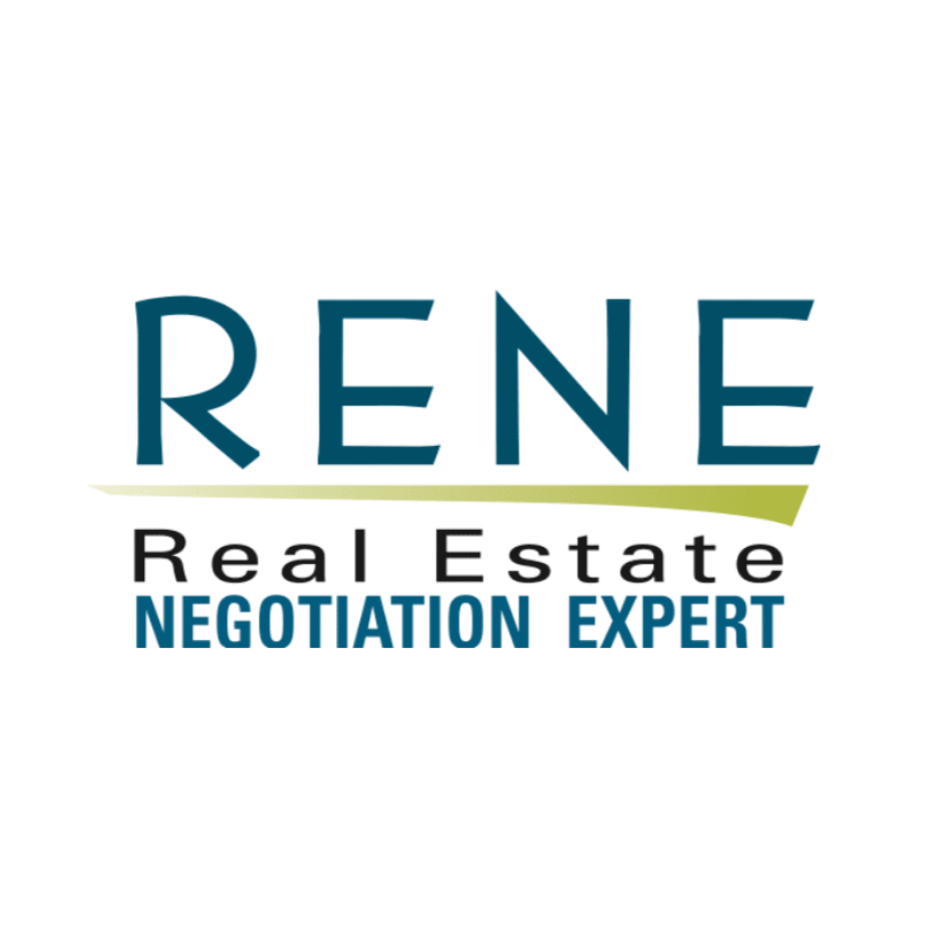 RENE Real Estate Negotiation Expert logo with stylized text and design elements.