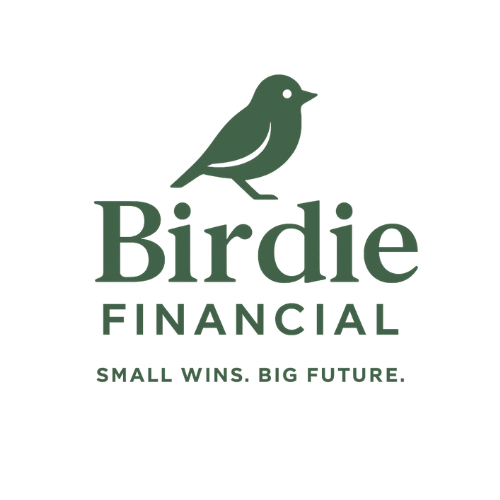 Logo of Birdie Financial featuring a small bird icon, the words 'Birdie Financial' and the tagline 'Small wins, big future'.