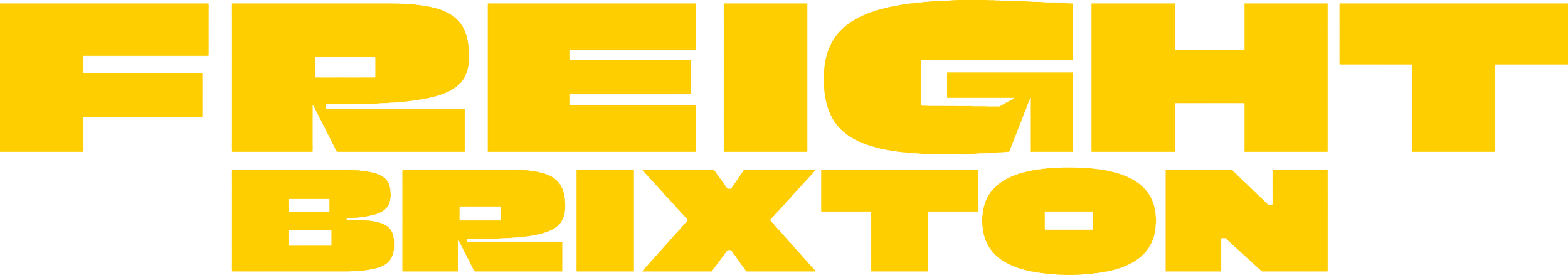 Logo for 'Freaklight Brixton' displayed in bold yellow letters with black outlines.
