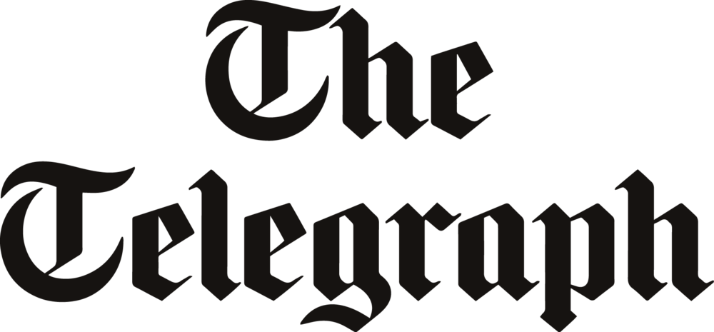 The text 'The Telegraph' in black gothic font.