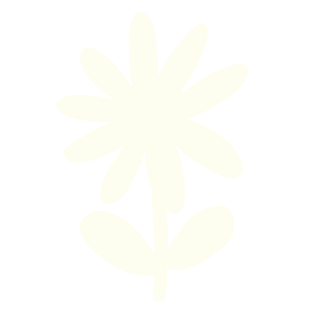 Silhouette of a flower with eleven petals and two leaves on a black background.