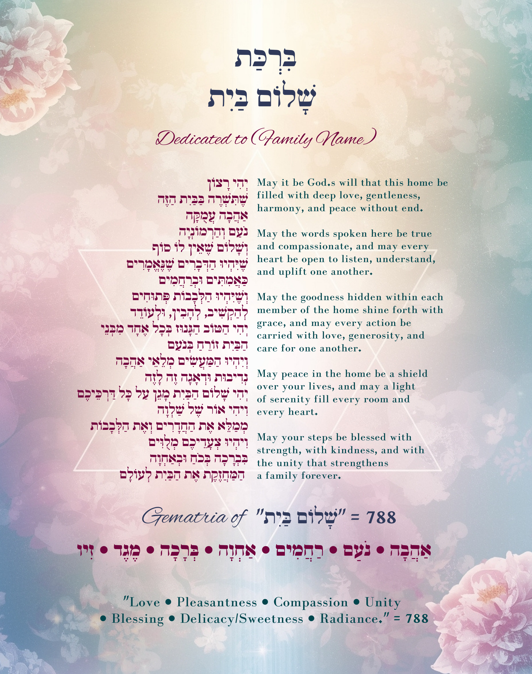 Shalom Bayit Blessing - Edition 1