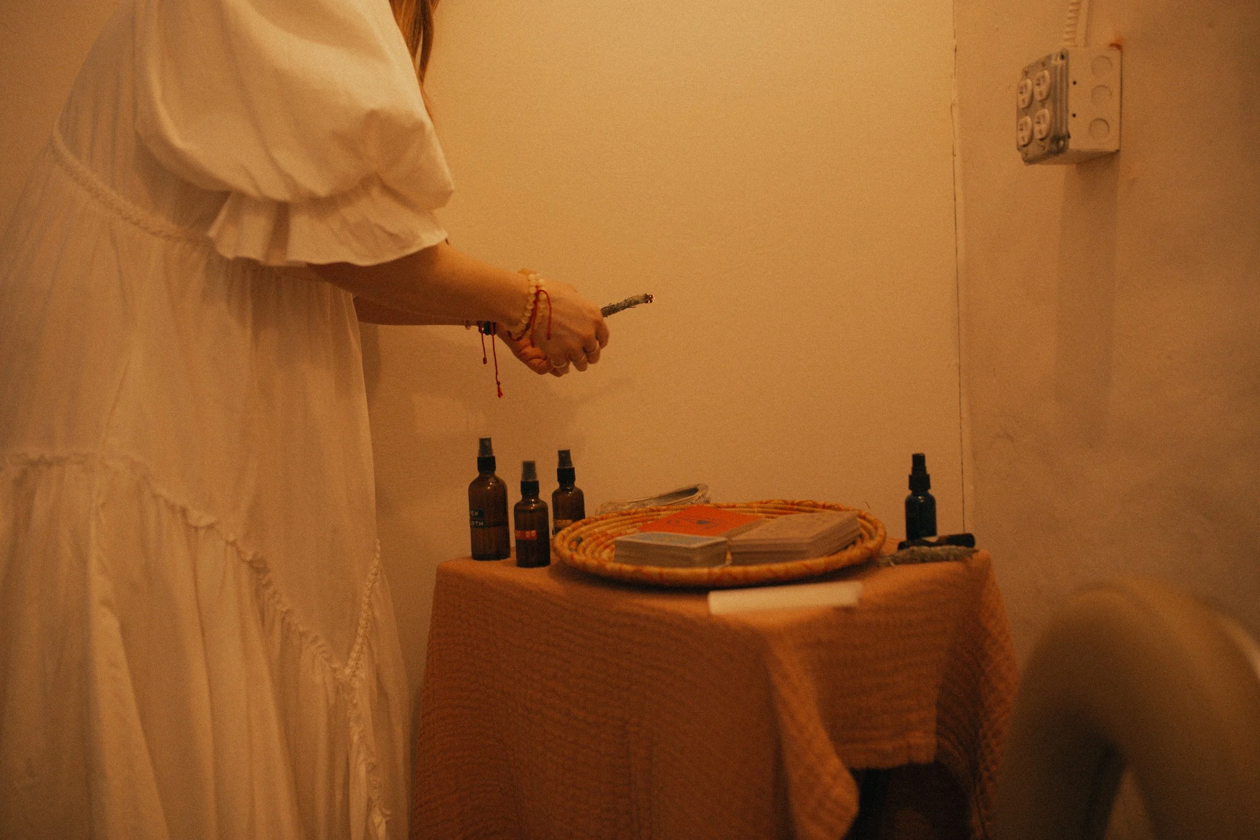 Reiki practitioner preparing an energy healing ritual in a holistic spa in Oklahoma City