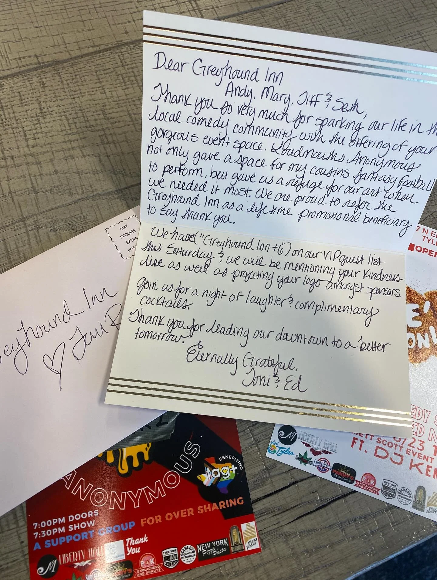 We got this kind note from a local comedy group who recently used Greyhound Hall for one of their shows 💖 and it made our day! 

Big thanks to all the creatives, comics, and community members who continue to bring life to our downstairs space. We&rs