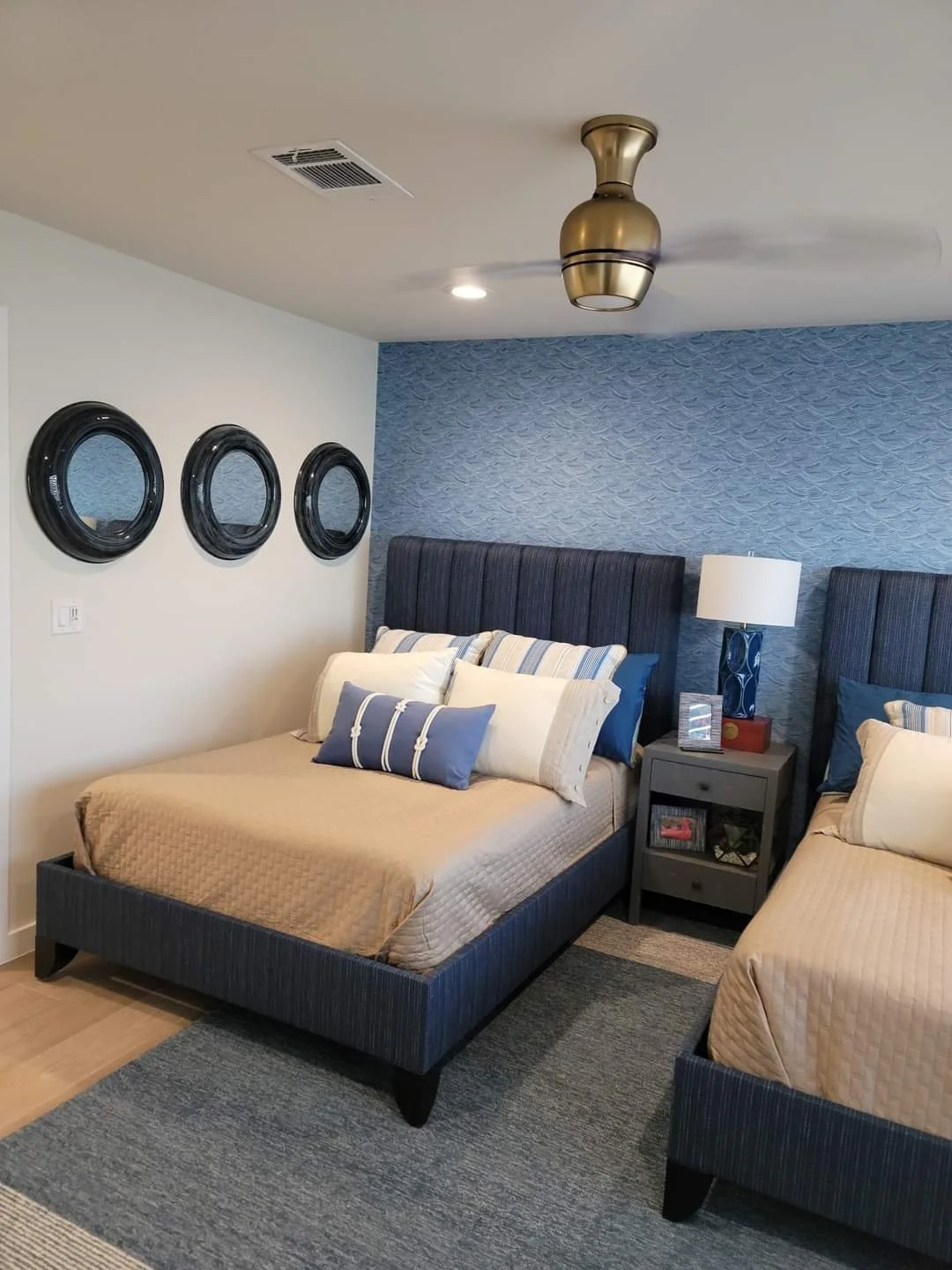 bedroom remodel tan blue navy nautical