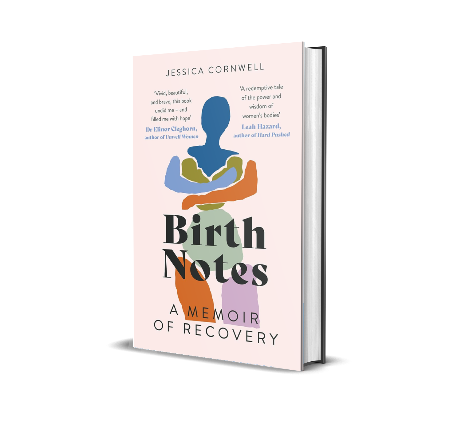 Book cover titled "Birth Notes: A Memoir of Reconciliation" with a colorful abstract silhouette of a woman on a light pink background.