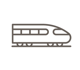 Line drawing of a high-speed train.