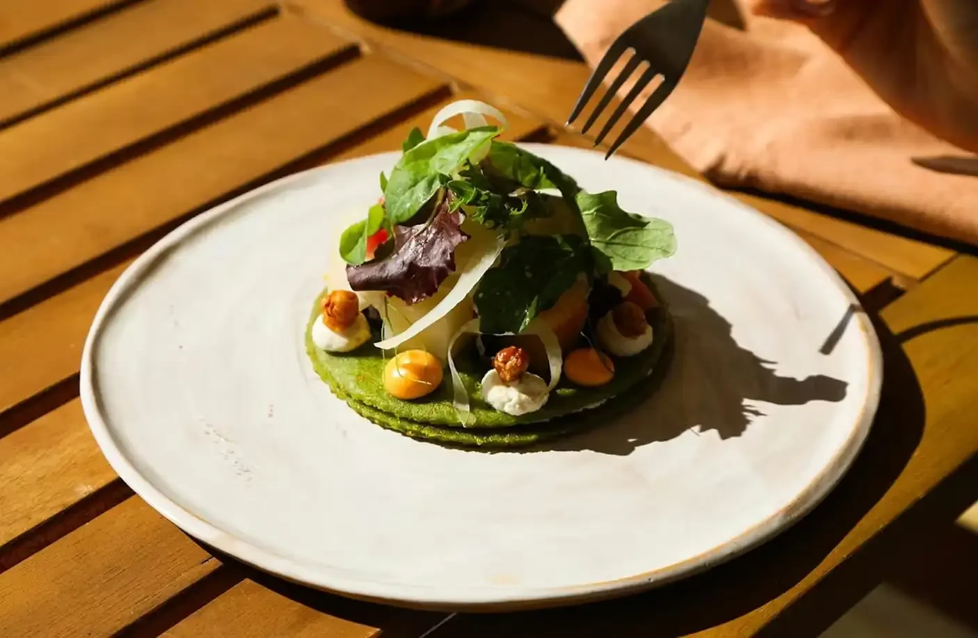 A plant-based meal curated by Plates at their retreat