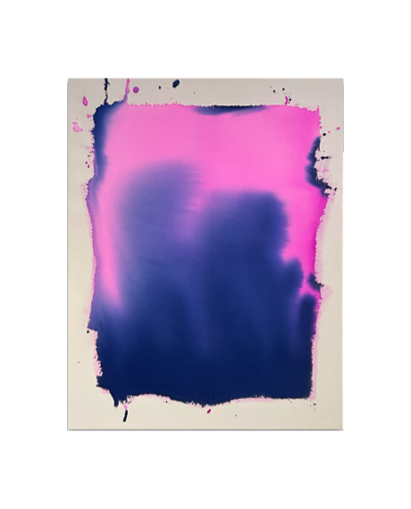 KISS UNDER BUBBLEGUM SKY /
2025 / 
90 x 70 cm /
Tusche auf Baumwolle