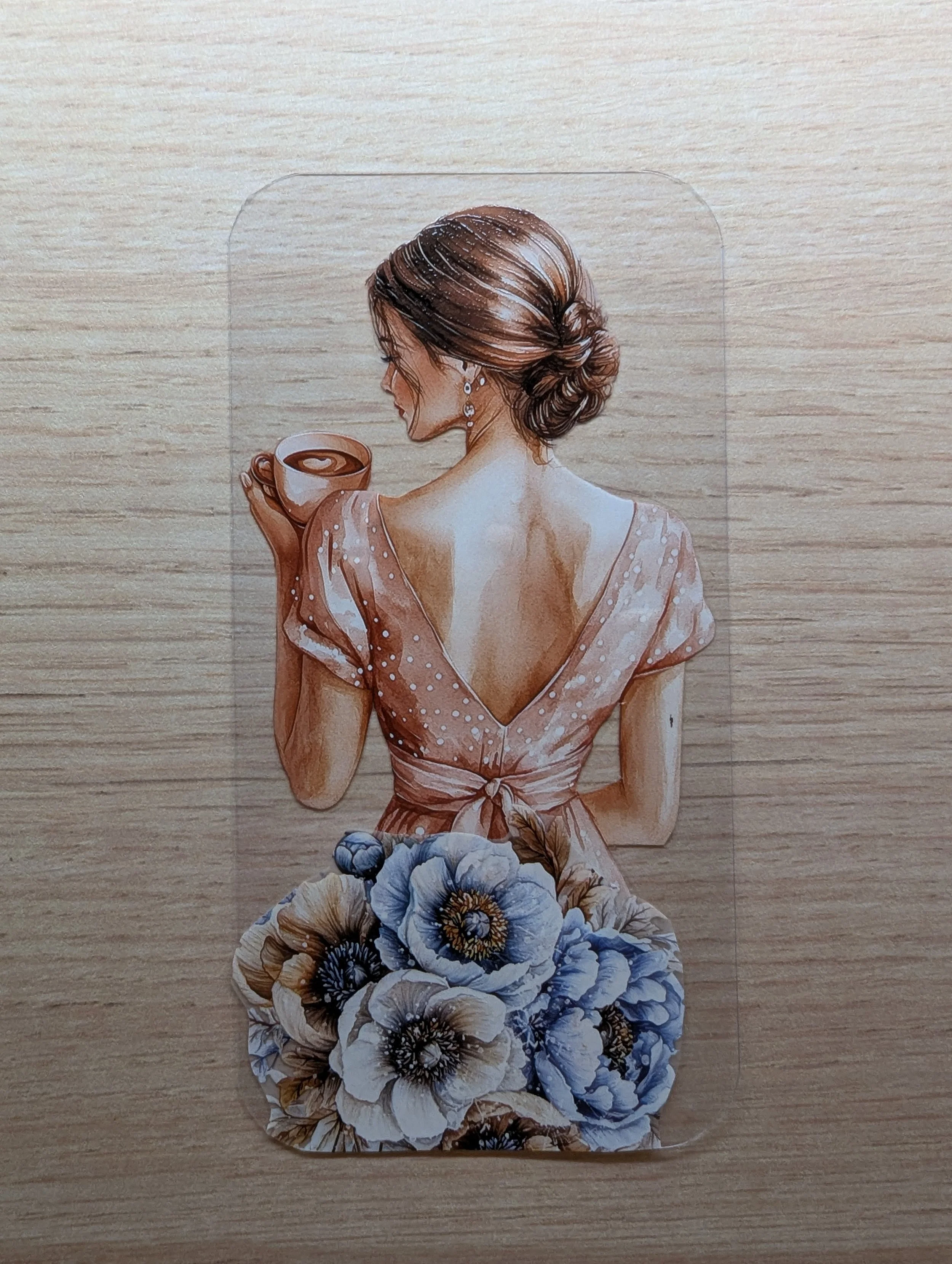 Marque-page Artistique en Journaling - café et roses
