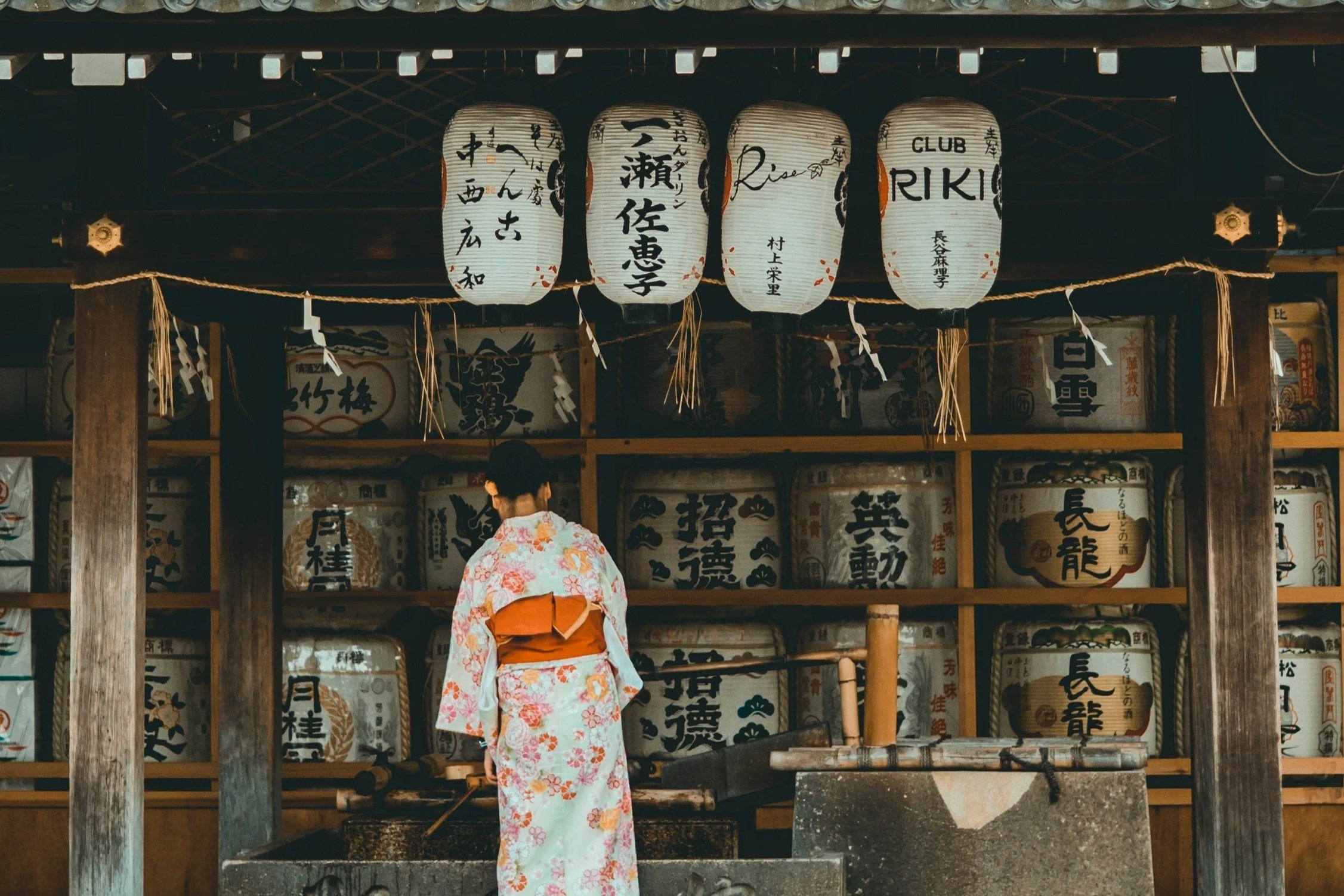 Small neighborhood shrine tucked between homes in Japan