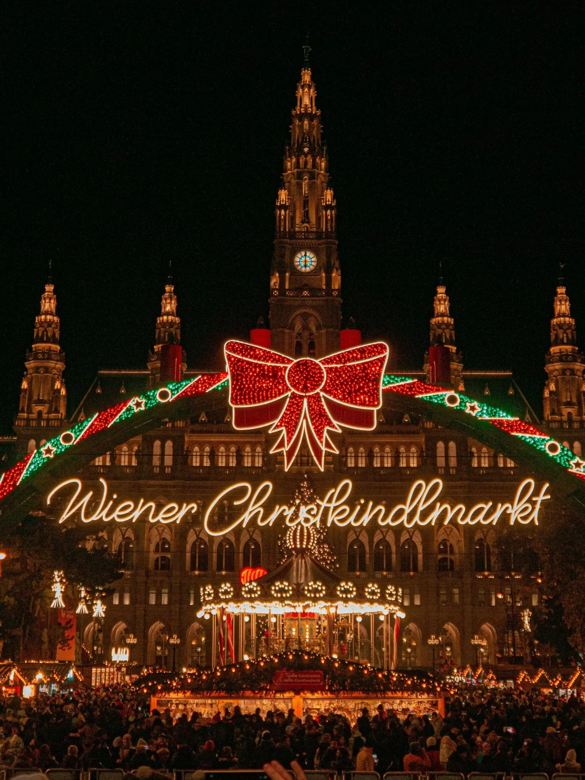 Rathausplatz in Vienna, Austria decorated for the Christmas market