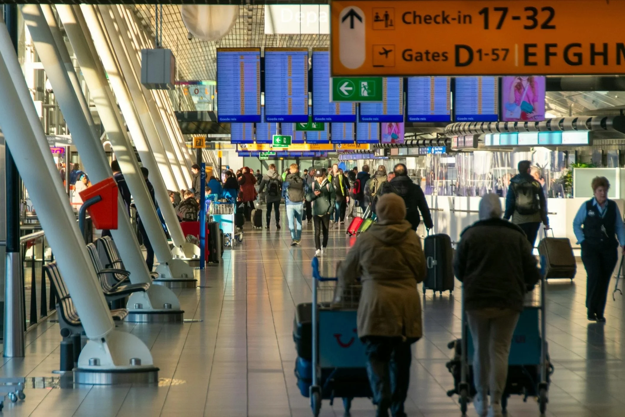 Crowded airport terminal during peak holiday travel season