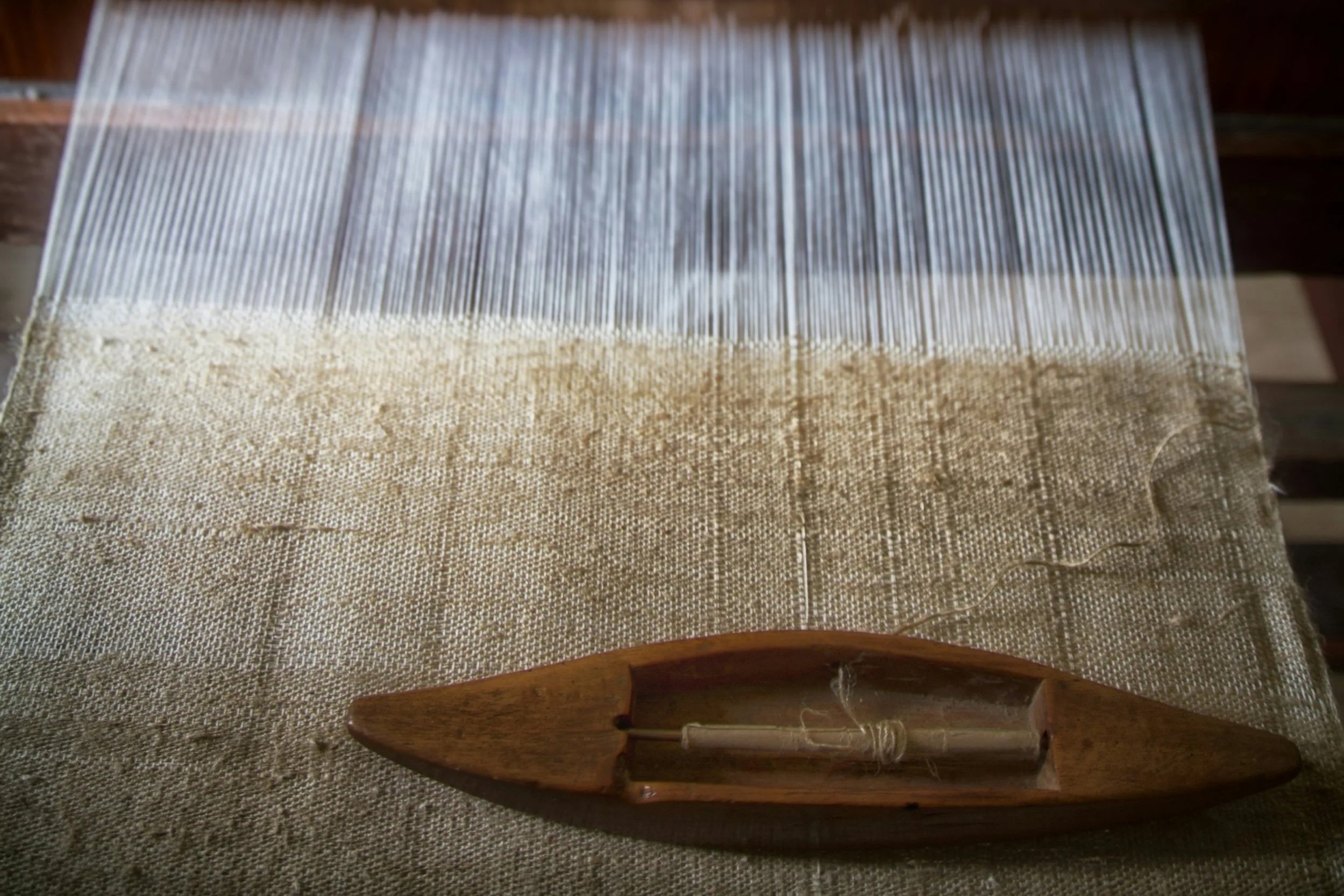 Traditional weaving loom in a rural Laos village cooperative