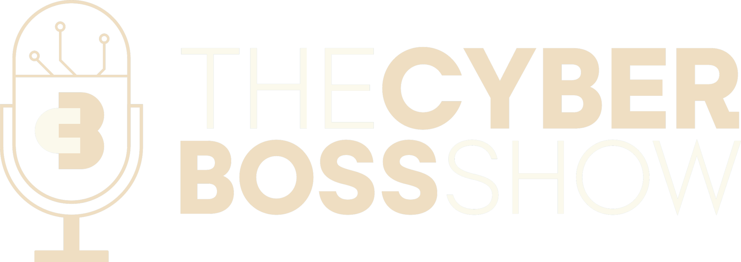 Logo for The Cyber Boss Show with a microphone icon and the show name in block letters.