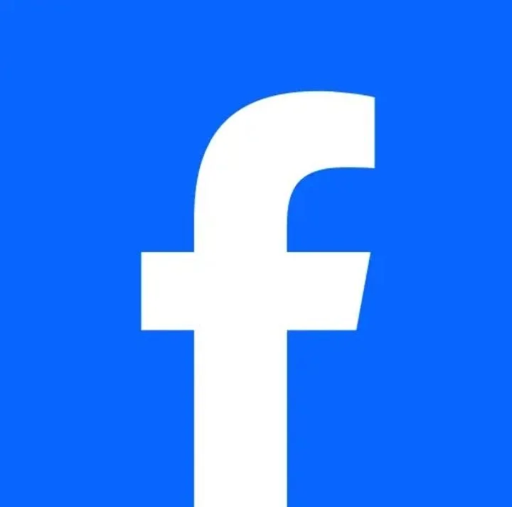 Facebook logo with a white lowercase 'f' on a blue background.