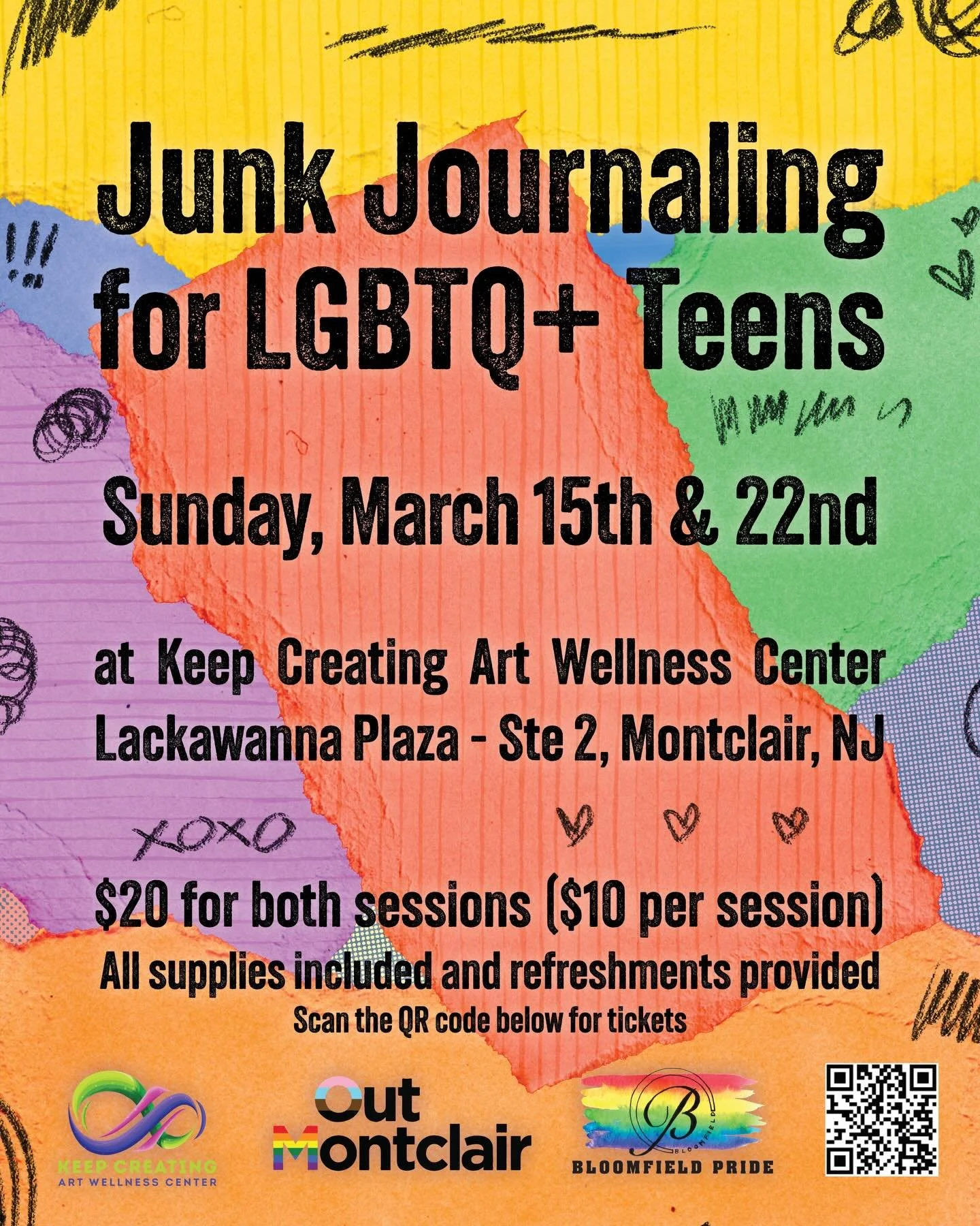 *Corrected date*

🏳&zwj;🌈🏳&zwj;⚧ Bloomfield Pride and Out Montclair invite our communities LGBTQ+ teens to join us for some Junk Journaling at Keep Creating! 🏳&zwj;⚧🏳&zwj;🌈

This workshop is designed especially for LGBTQ+ teens who want to expl