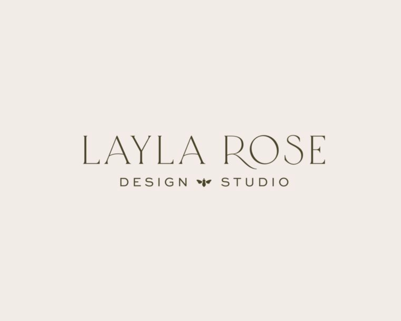 Logo for Layla Rose Design Studio with elegant text and a small butterfly icon.