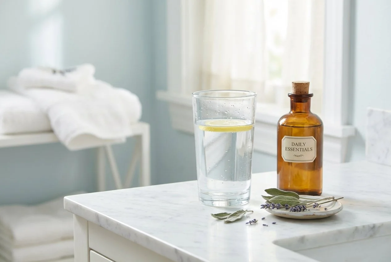 wellness supplement on a table with natural compounds