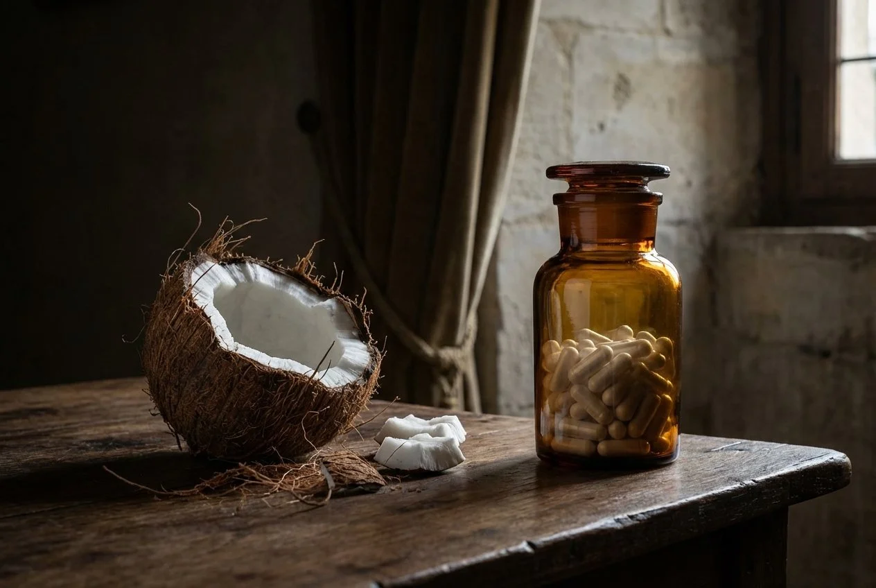   While coconut oil contains the precursor, standardized supplements offer a direct source of monolaurin.  