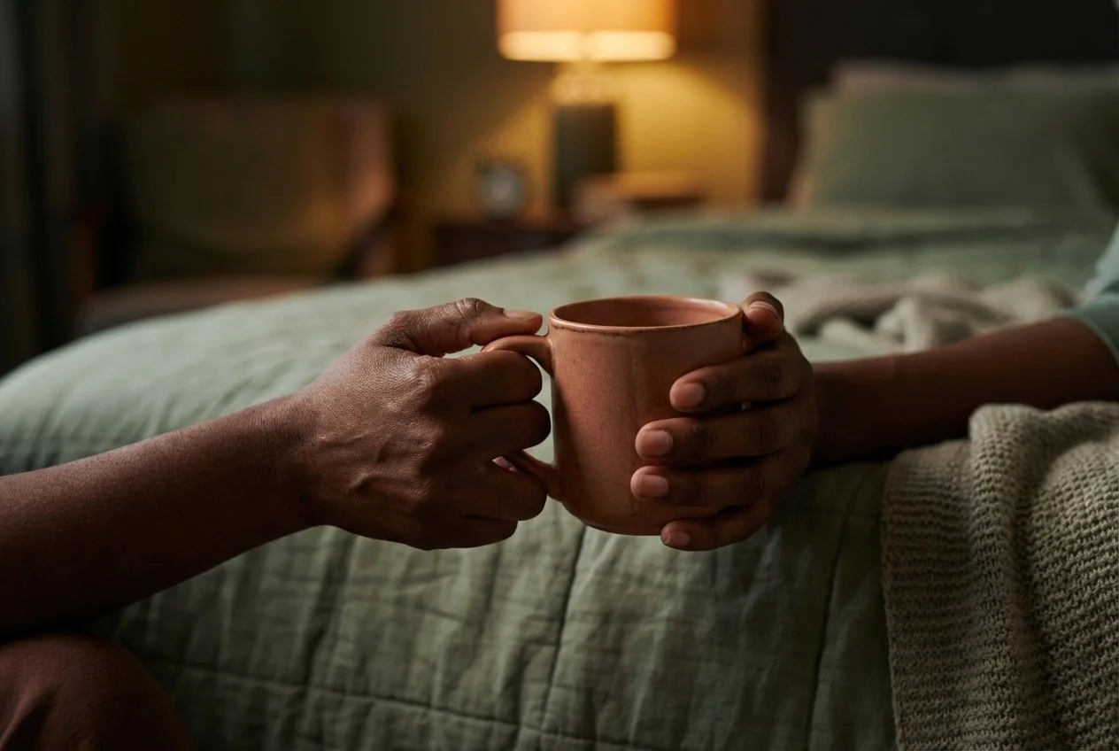 hands holding a cup of tea