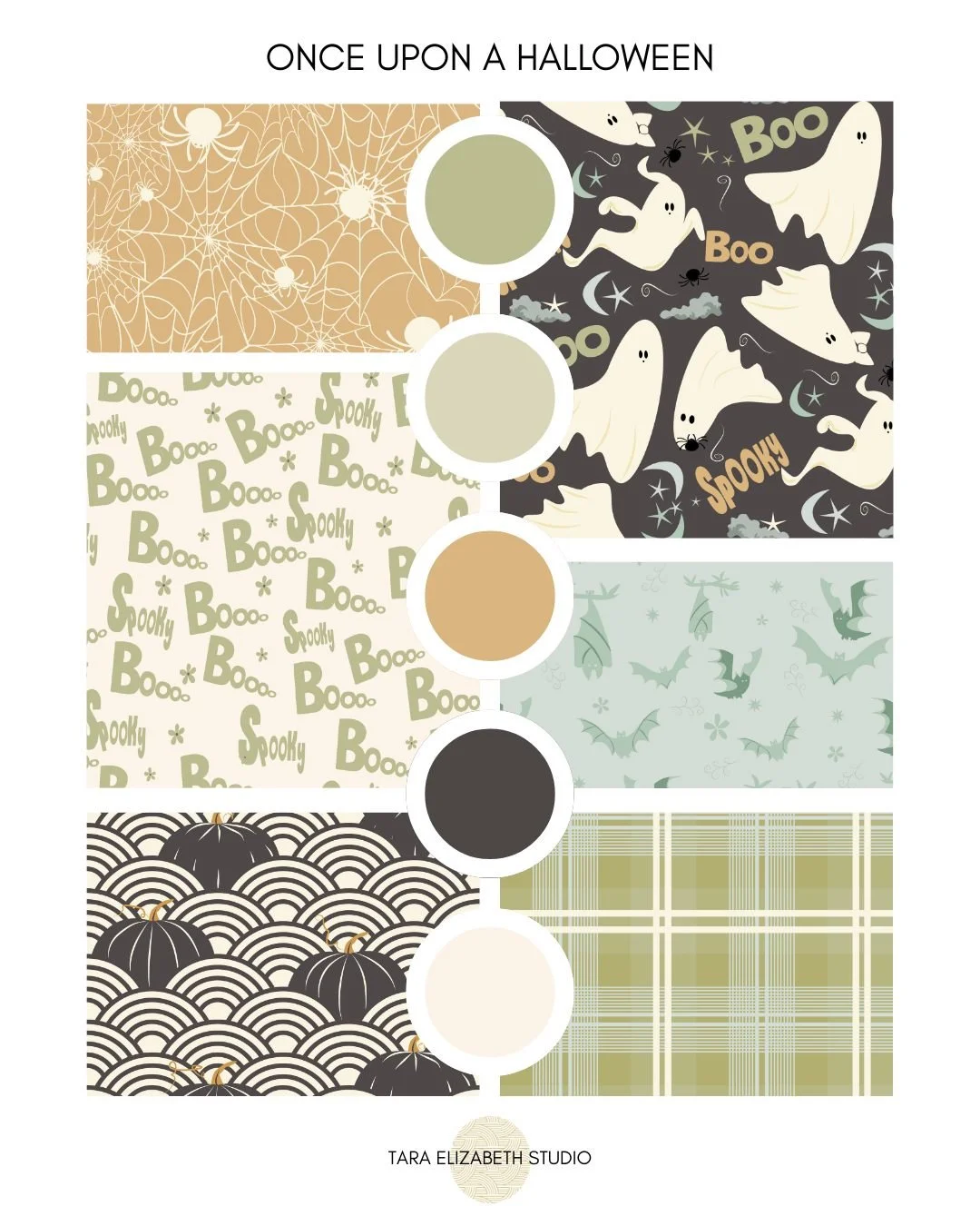 Part two for my Once Upon a Halloween Collection for the @creative_Studio_collective design brief. 
Yesterday was the collection in a pinky, peach and sage green palette while this one is blues, and sage and creams. The main pattern with the ghosts h