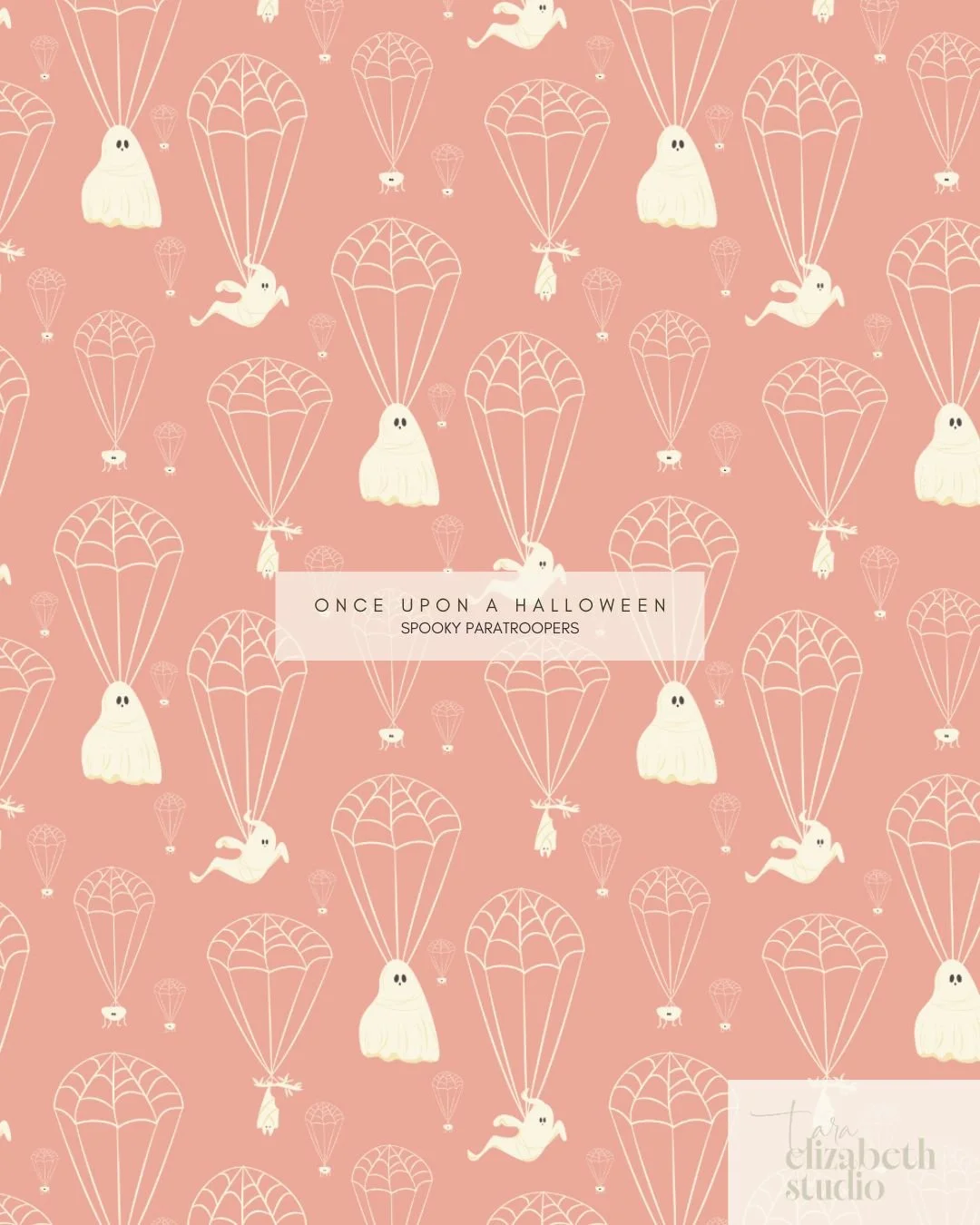 Spooky Ghosts and Spider Paratroopers! 

Completely adorable and work so well with the entire Once Upon a Halloween Collection.

Available for Art Licensing at www.taraelizabethstudio.com