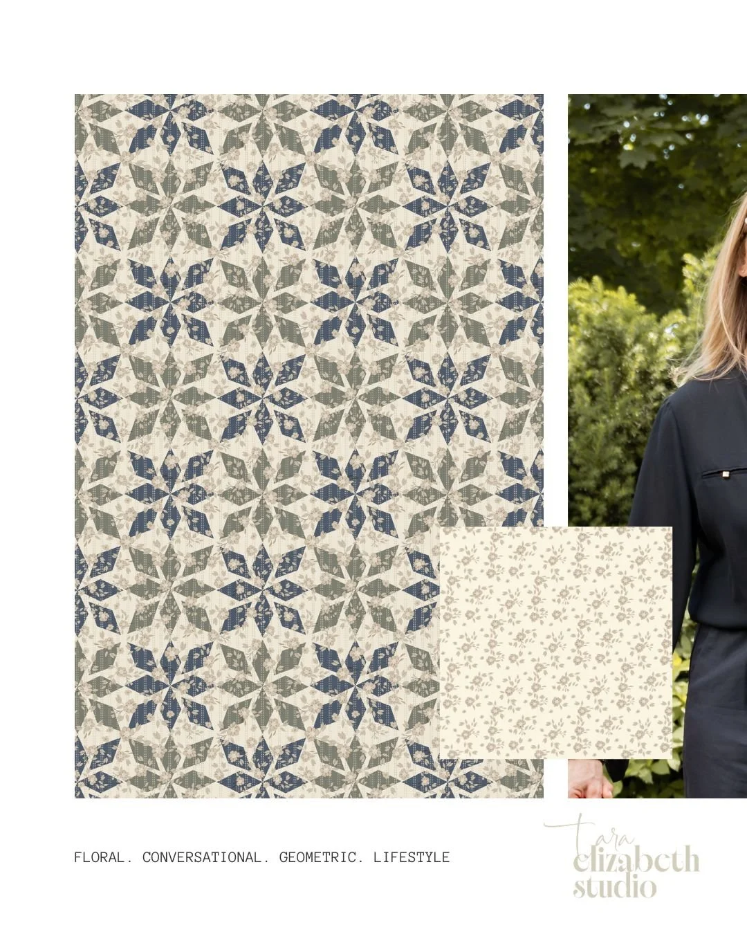 Still me hiding slightly, but if you go to my feed, you will see how this post works together with 2 more. 

Featured here is some of my Clara Collection, and I love these tiny sprigs of flowers paired with the more geometric shapes. 

#SurfacePatter