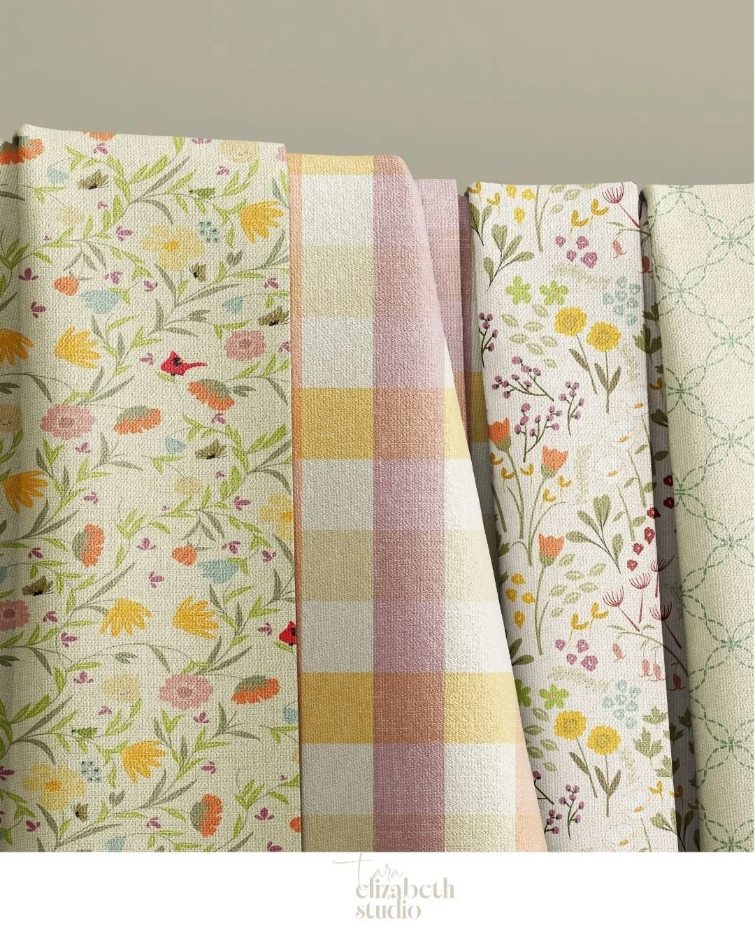 My submission for the @wholesale.annakate.ca Art call. I think my Habitat Collection feels so much like spring, I can almost smell the flowers!

- Scattered botanicals
- Wildflowers
- Vintage Gingham and a Stitch work Geometric

#printandpattern #spr