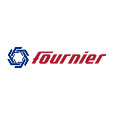 Logo de Fournier avec un symbole géométrique en bleu et le nom 'Fournier' en rouge