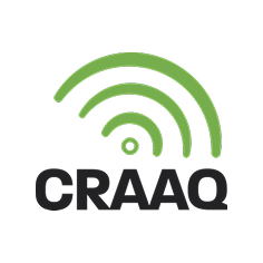 Logo du CRAAQ avec un symbole Wi-Fi stylisé en vert et le texte en noir.