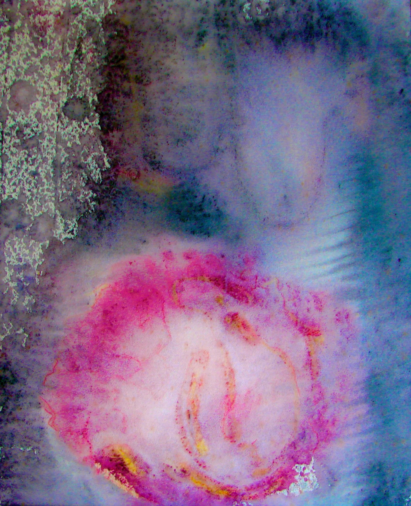 Scorpio Moon Kundalini Rising – monoprint and pastels, 16" x 20"