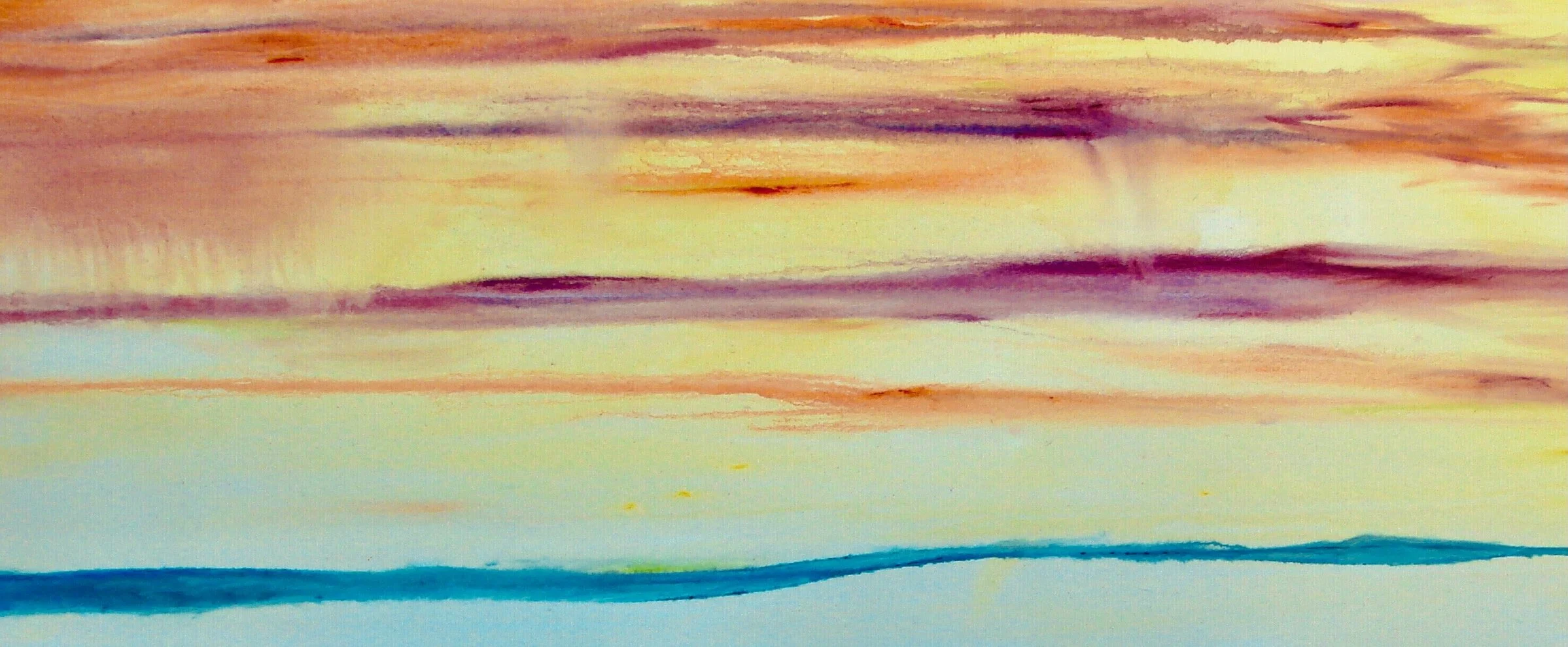 Distant Rain – watercolors and oil sticks, 48" x 20"