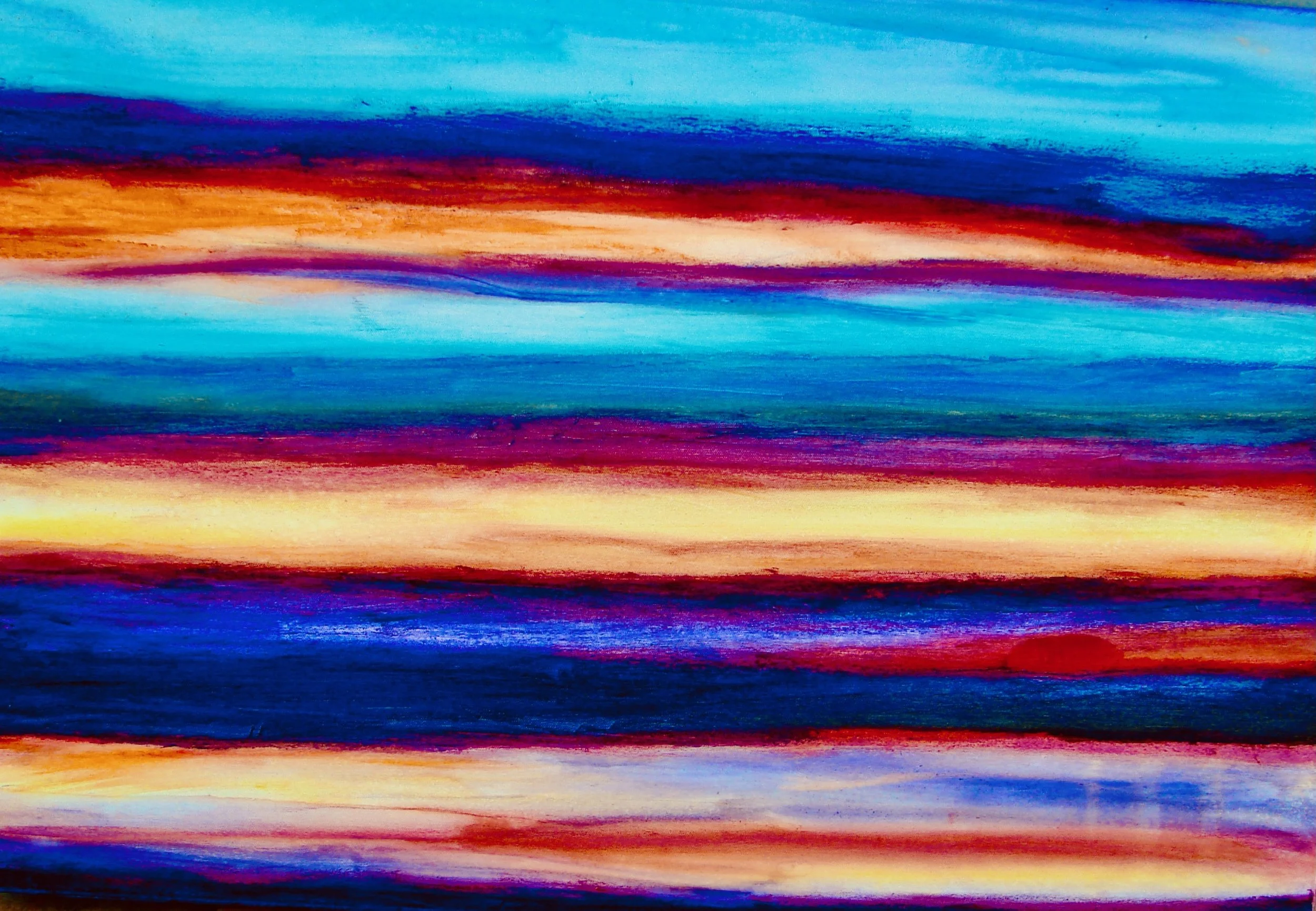 Horizons – watercolors and oil sticks, 36" x 24"