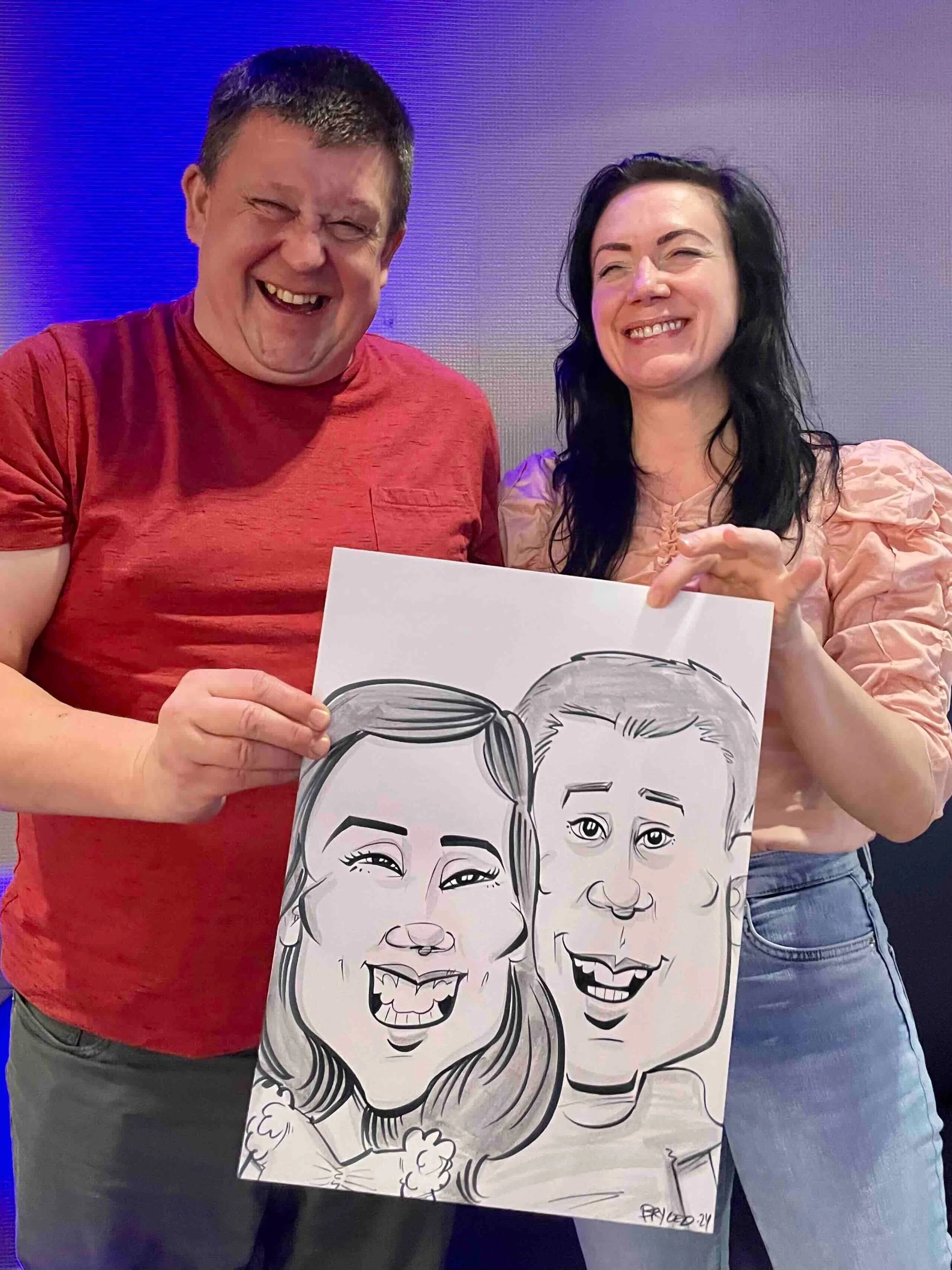 holiday party entertainment caricature funny drawing Minneapolis caricaturists MN