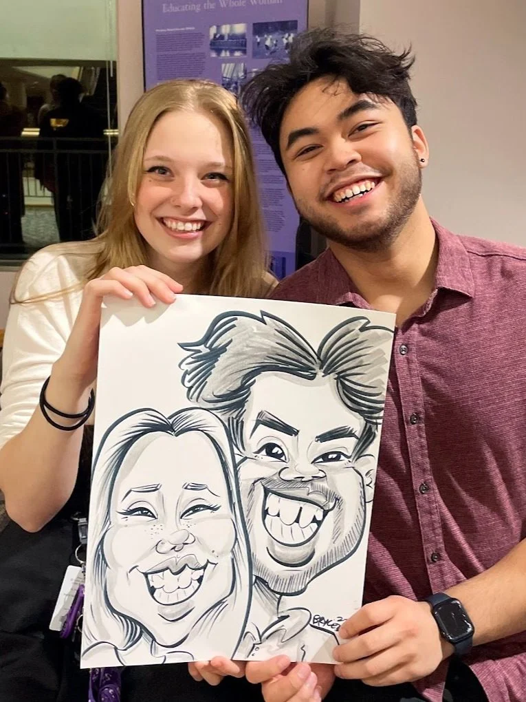 caricature smiley couple campus university event Minnesota caricatures party