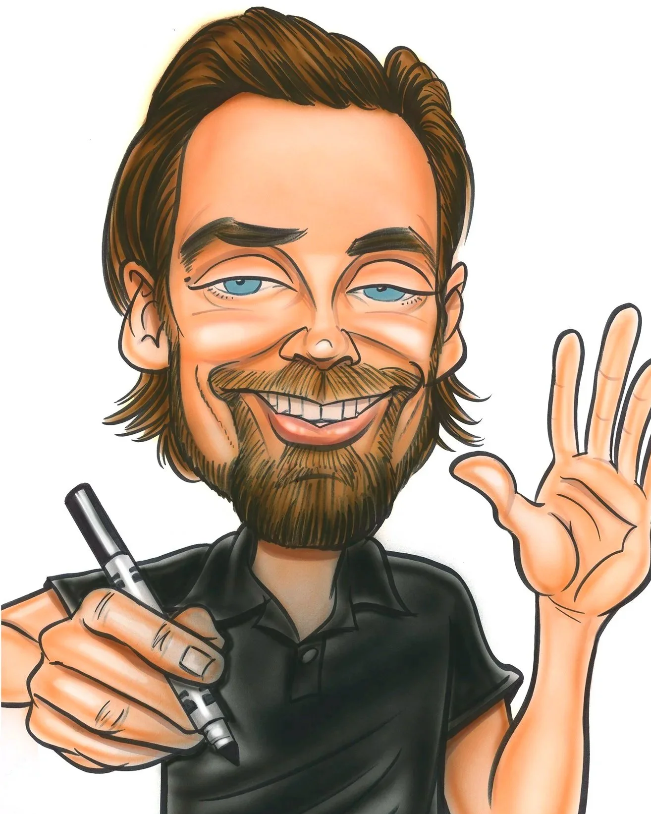 Minneapolis Caricature artist Zack self-caricature DRAWING SMILES Caricatures