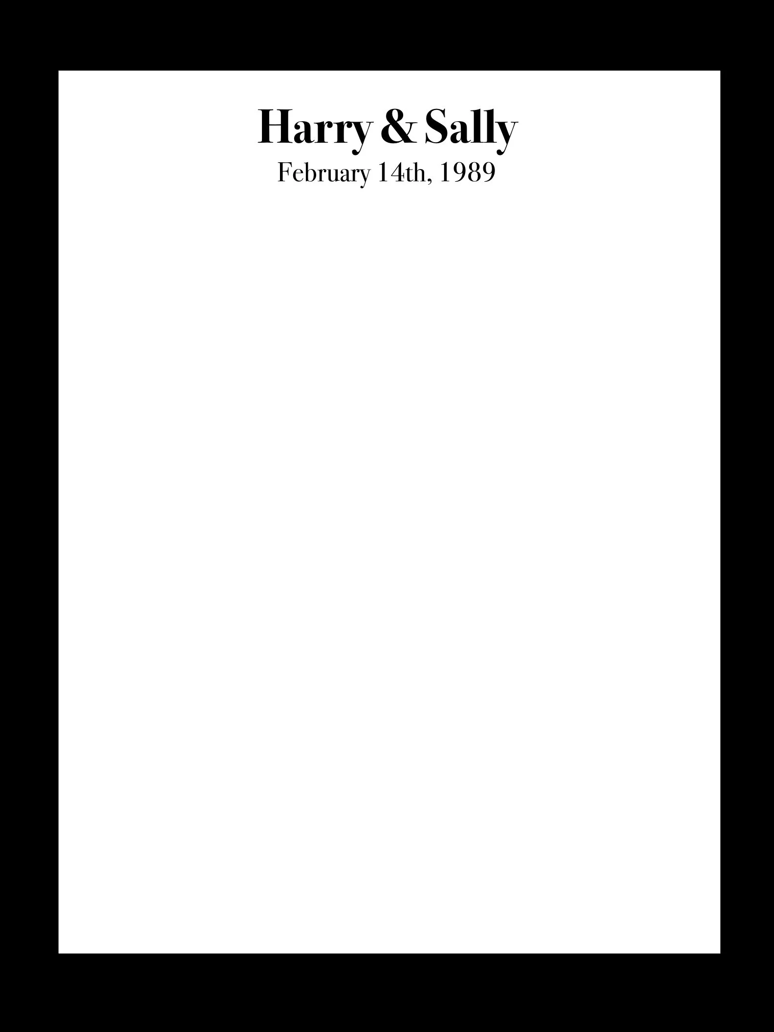 Wedding couple Custom printed caricature paper example Harry and Sally