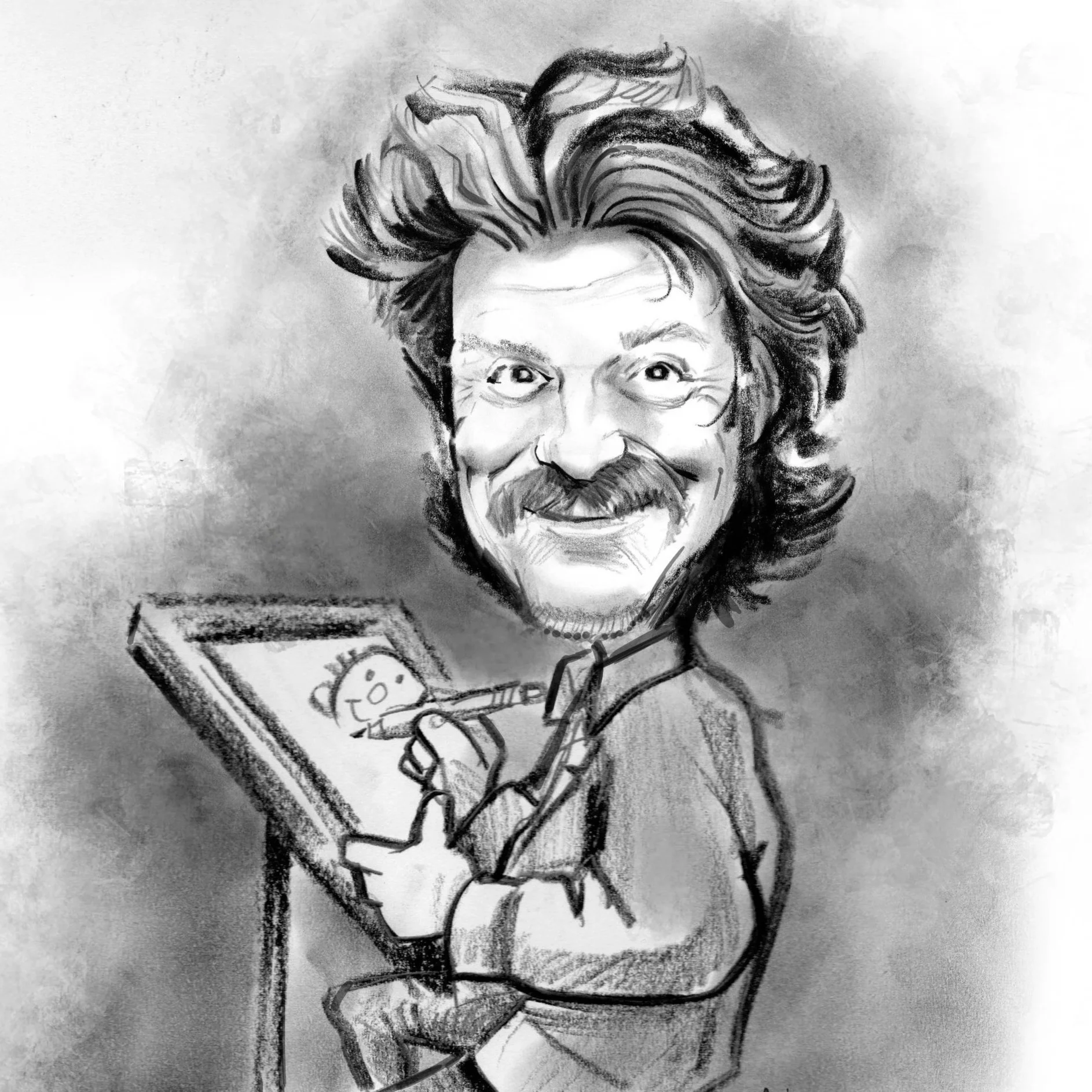 Twin Cities Caricature artist David self-caricature DRAWING SMILES Caricatures
