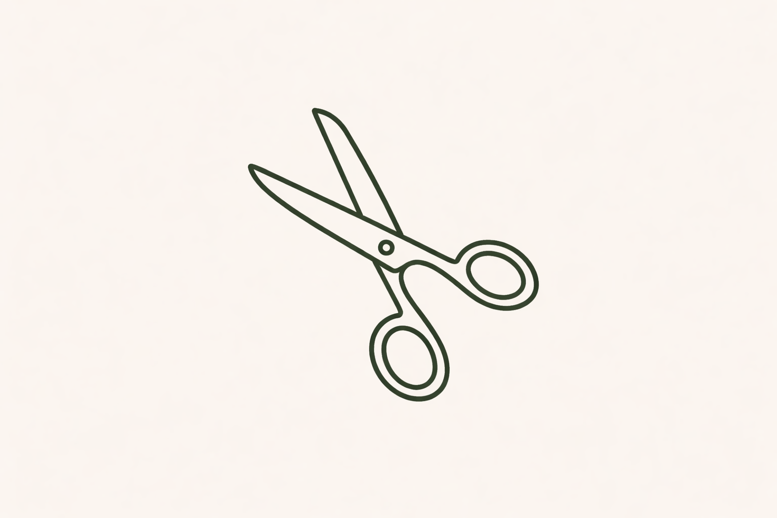 Simple line drawing of a pair of scissors.