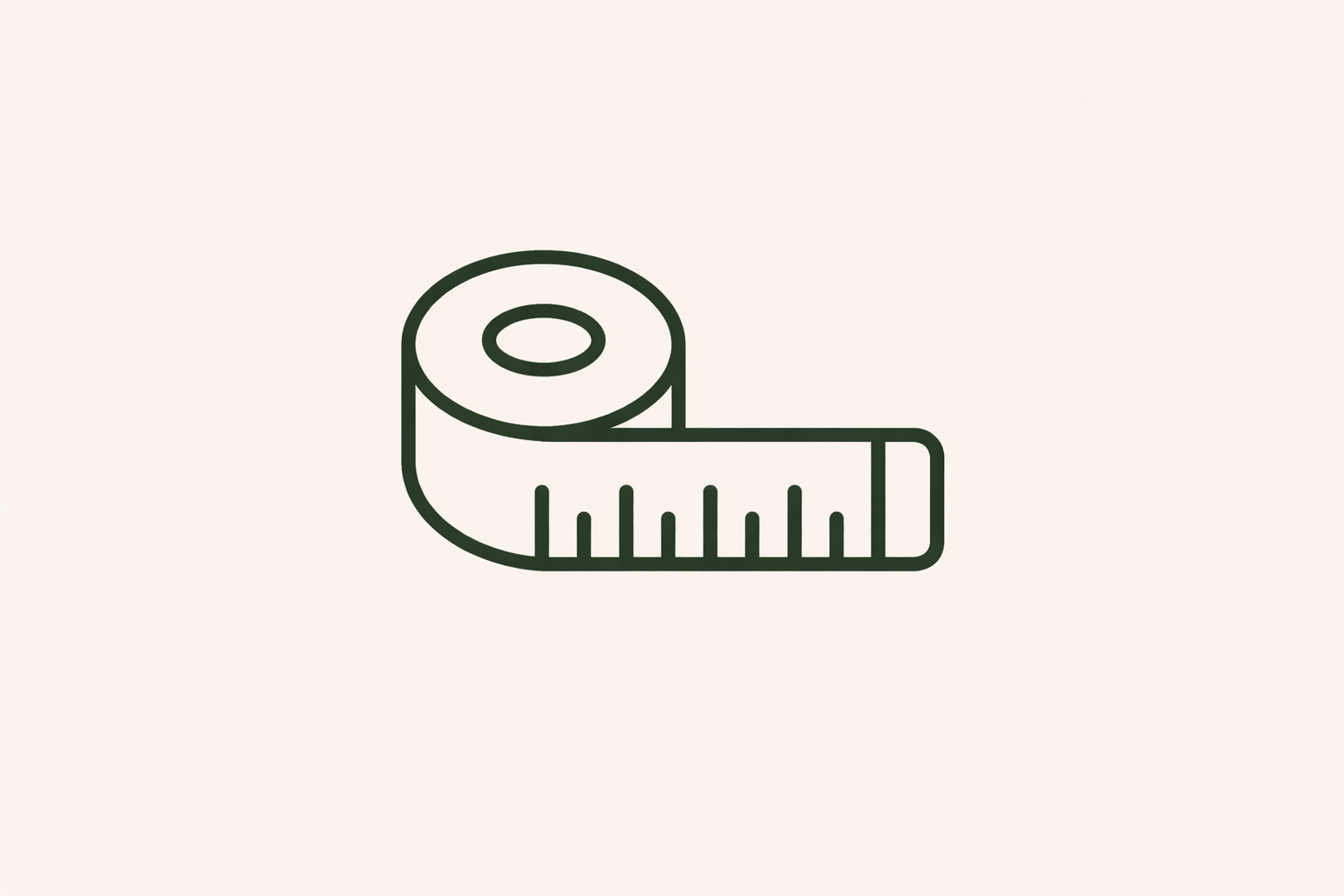 Simple line drawing of a measuring tape.