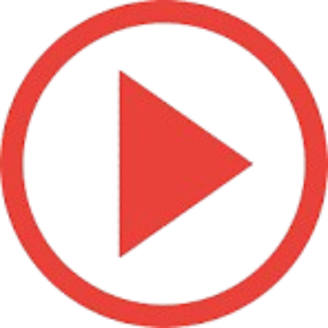 Red play button icon within a circular border.
