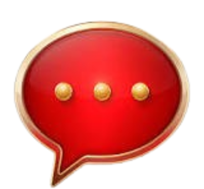 Red speech bubble with three yellow dots inside.