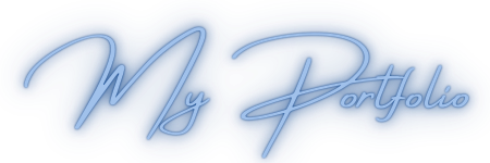 Stylized text saying 'My Portfolio' in white cursive on a blue background.